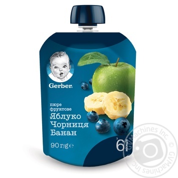 Gerber for children banana-bilberry puree 90g - buy, prices for MegaMarket - photo 1