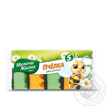 Губки кухонные Мелочи Жизни пчелка 5шт - купить, цены на Auchan - фото 1