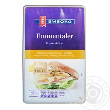 Сыр Emborg Эмменталь нарезанный 45% 150г купить, цены на МегаМаркет - фото 1