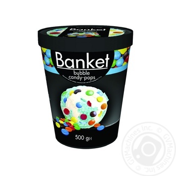 Морозиво Ласунка Banket Bubble Candy-Pops пломбір зі смаком жувальної гумки з драже 500г купити, ціни на МегаМаркет - фото 2