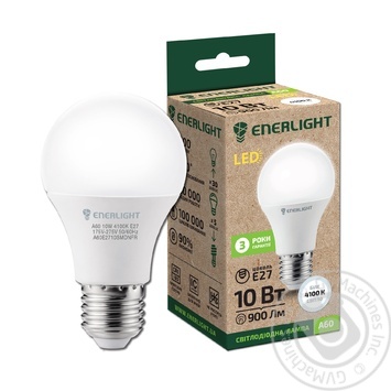 Лампа світлодіодна Enerlight A60 10Вт 4100K E27 купити, ціни на МегаМаркет - фото 1