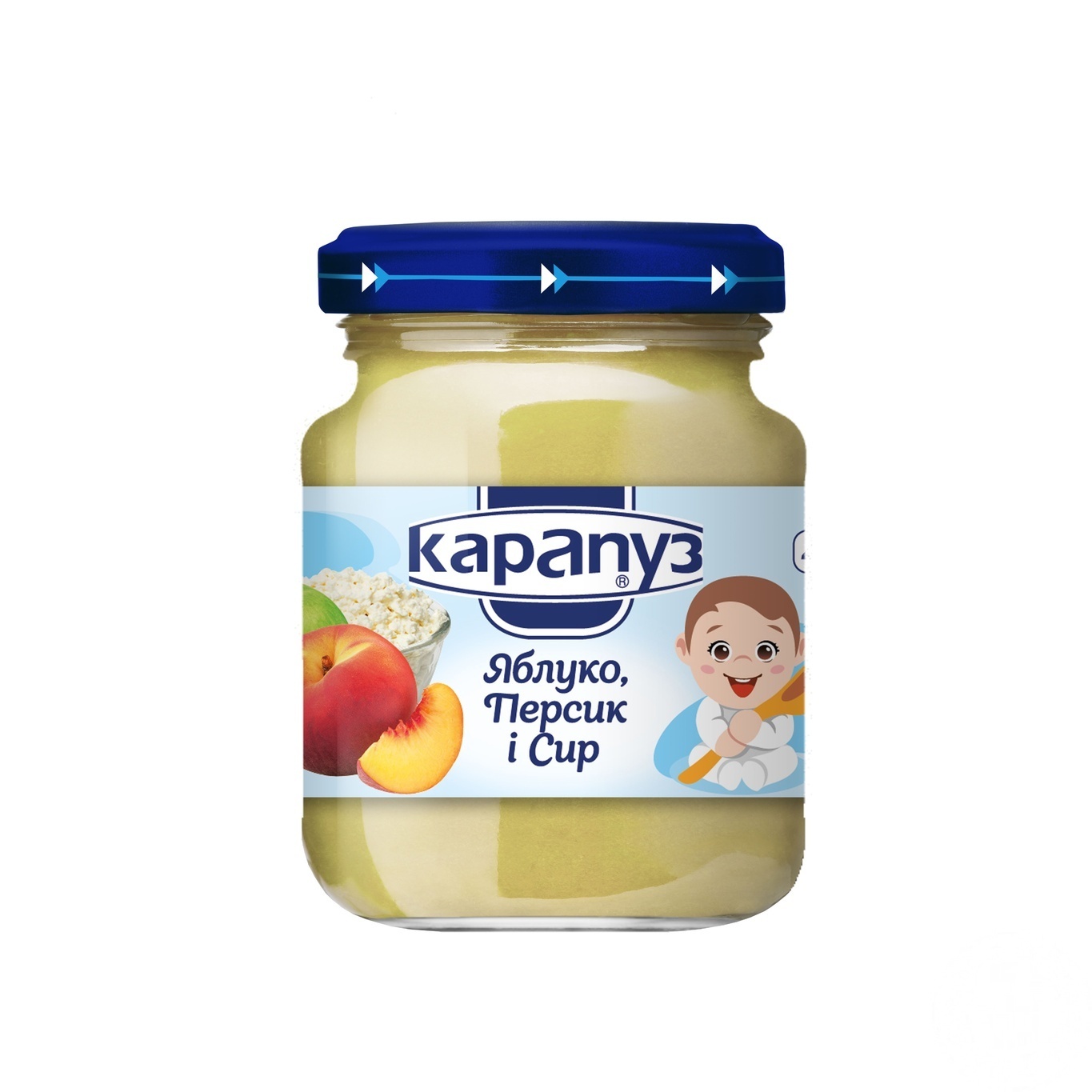 

Пюре Карапуз Яблоко-персик и сыр 125г