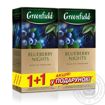 Чай черный Greenfield Черника 1+1 25шт - купить, цены на Auchan - фото 1