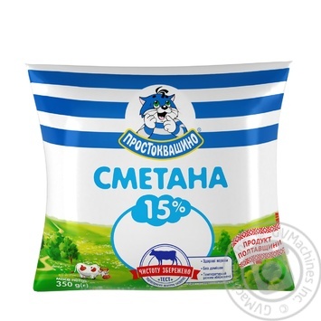 Сметана Простоквашино 15% 350г купити, ціни на МегаМаркет - фото 1