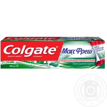 Зубная паста Colgate Макс Фреш с освежающими кристаллами Нежная Мята гель 100мл купить, цены на МегаМаркет - фото 3