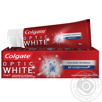 Зубна паста Colgate Оптик Уайт Миттєвий з фторидом 75мл купити, ціни на МегаМаркет - фото 1
