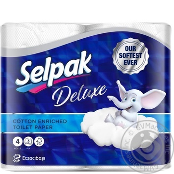 Бумага туалетная Selpak Deluxe белая 4шт купить, цены на МегаМаркет - фото 1