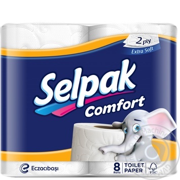 Туалетний папір Selpak Comfort 2-шаровий 8шт - купити, ціни на ЕКО Маркет - фото 1