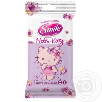 Серветки вологі Smile Hello Kitty 15шт купити, ціни на МегаМаркет - фото 1