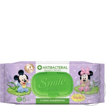 Smile Baby Antibacterial Wet wipes 60pcs - buy, prices for MegaMarket - photo 1