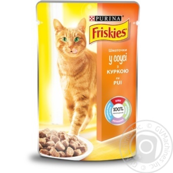 Корм Friskies С курицей кусочки в подливке для взрослых кошек 100г - купить, цены на МегаМаркет - фото 1