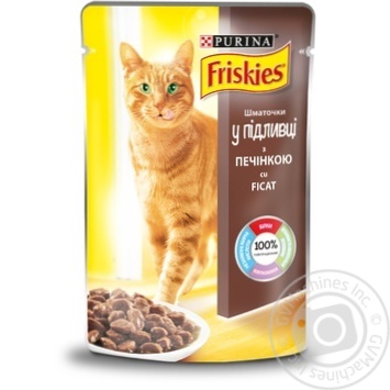 Корм Friskies С печенью кусочки в подливке для взрослых кошек 100г - купить, цены на MasterZoo - фото 1