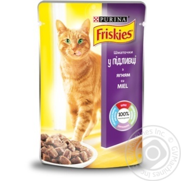 Корм Friskies С ягненком кусочки в подливке для взрослых кошек 100г