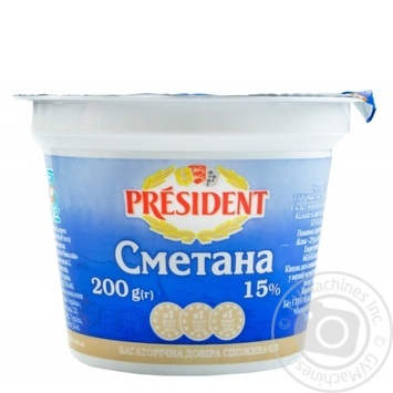 President Sour cream 15% 200g - buy, prices for MegaMarket - photo 1