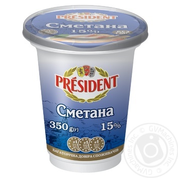President sour cream 15% 350g - buy, prices for MegaMarket - photo 1