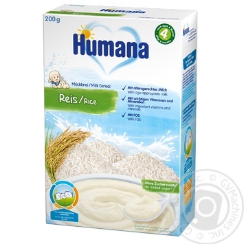 Humana for children rice milk porridge 200g - buy, prices for MegaMarket - photo 1