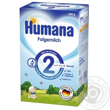 Суміш суха молочна Humana 2 mit Prebiotik для дітей від 6 місяців і старше 600г купити, ціни на МегаМаркет - фото 1