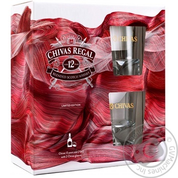Виски Chivas Regal 12 лет 40% 0,7л + 2 эксклюзивных стакана в подарочной упаковке купить, цены на МегаМаркет - фото 1