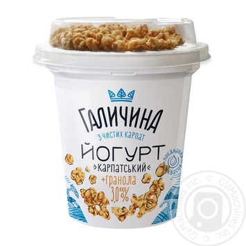 Galychyna Carpathian Sugar-Free Yogurt + Granola 3% 275g - buy, prices for MegaMarket - photo 1