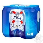 Пиво Kronenbourg 1664 Blanc светлое нефильтрованное специальное пастеризированное ж/б 4шт 4.8% 0,33л