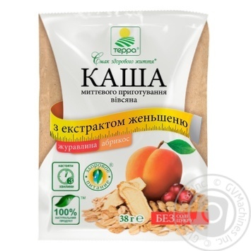 Terra instant oatmeal with  cranberry, apricot and  extract of ginseng root 38g - buy, prices for - photo 1