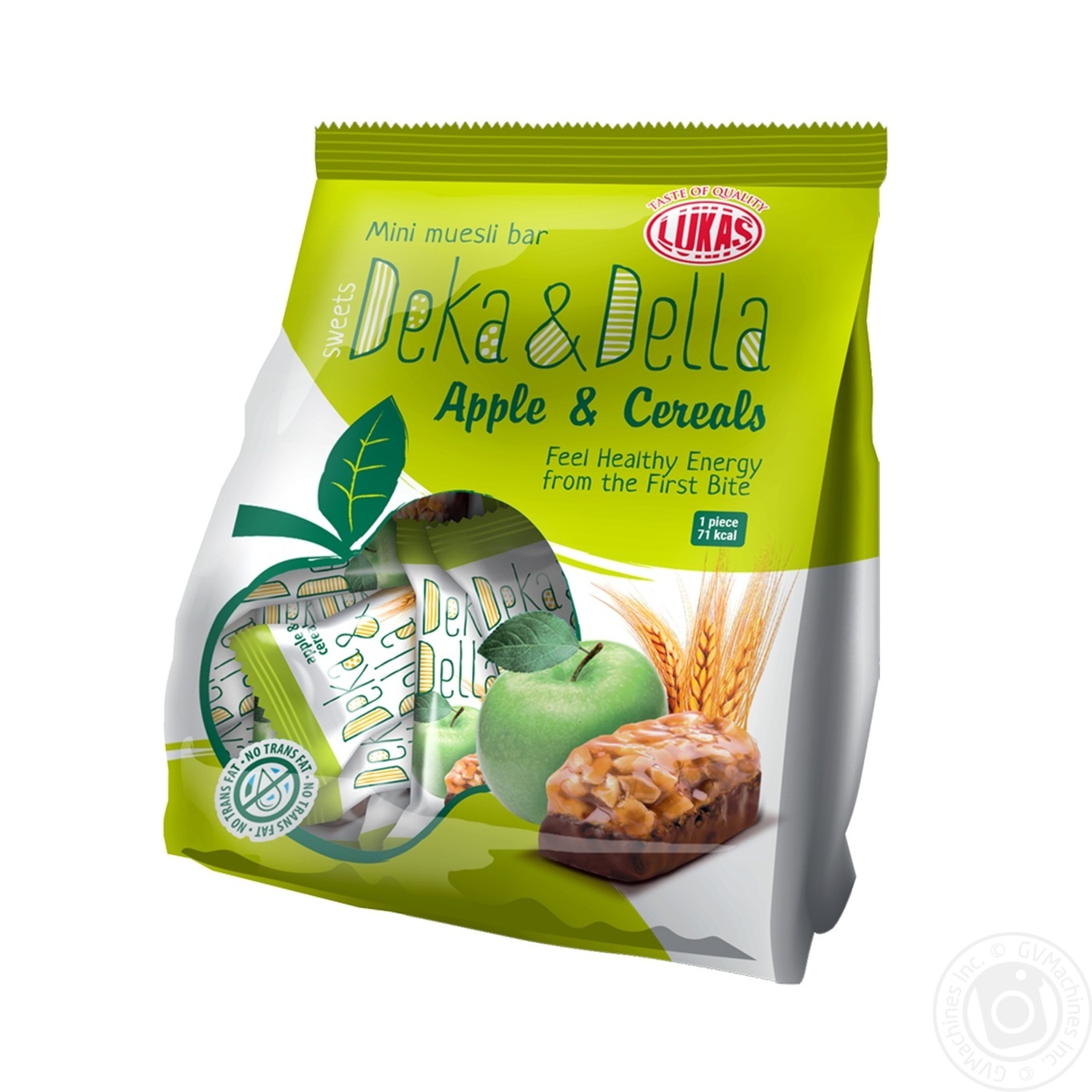 

Конфеты Лукас Deka&Della яблоко и злаки глазированные кондитерской глазурью с молочно-гильяжним корпусом 200г