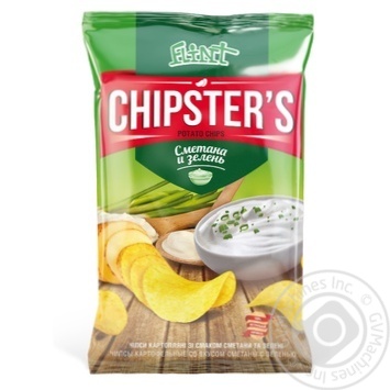 Чипси Flint Chipster's картопляні зі смаком сметани із зеленню 70г