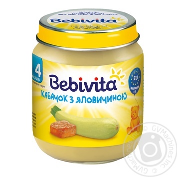 Пюре Bebivita Кабачок с говядиной мясо-овощное для детей с 4 месяцев 125г