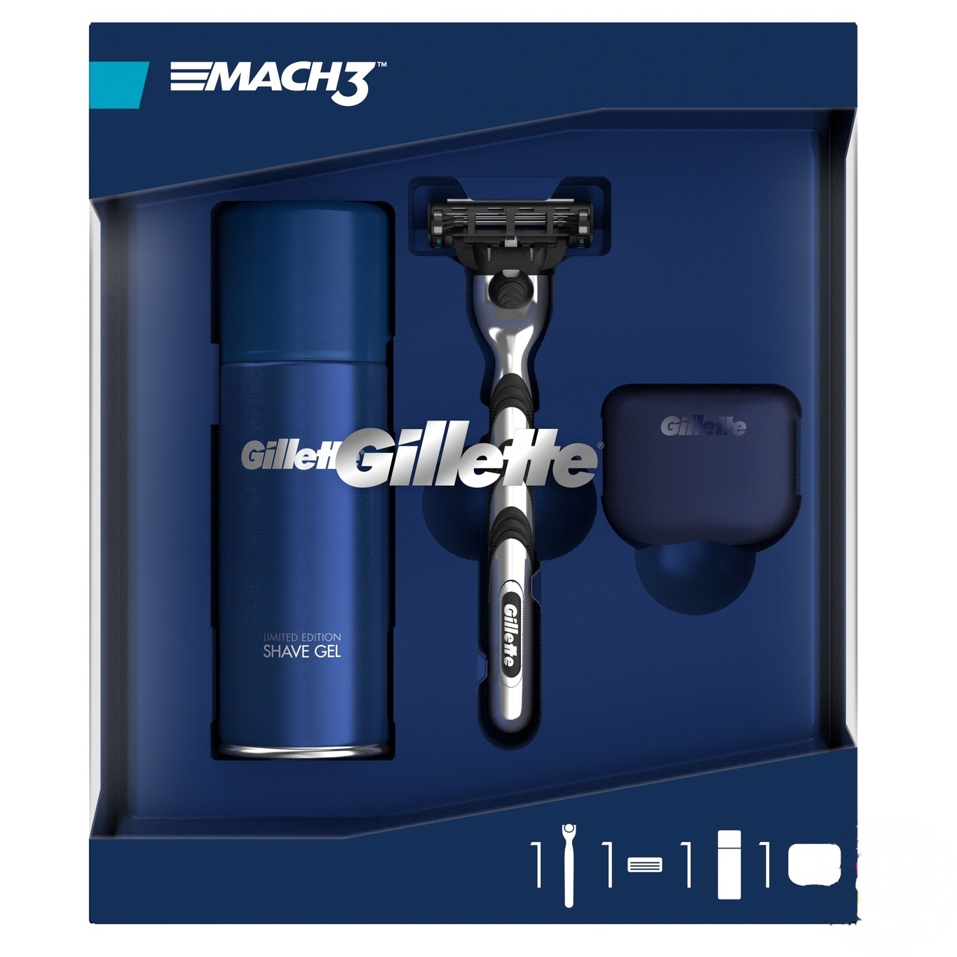 

Подарочный набор Gillette Мак 3 бритва, кассета, гель для бритья 75мл