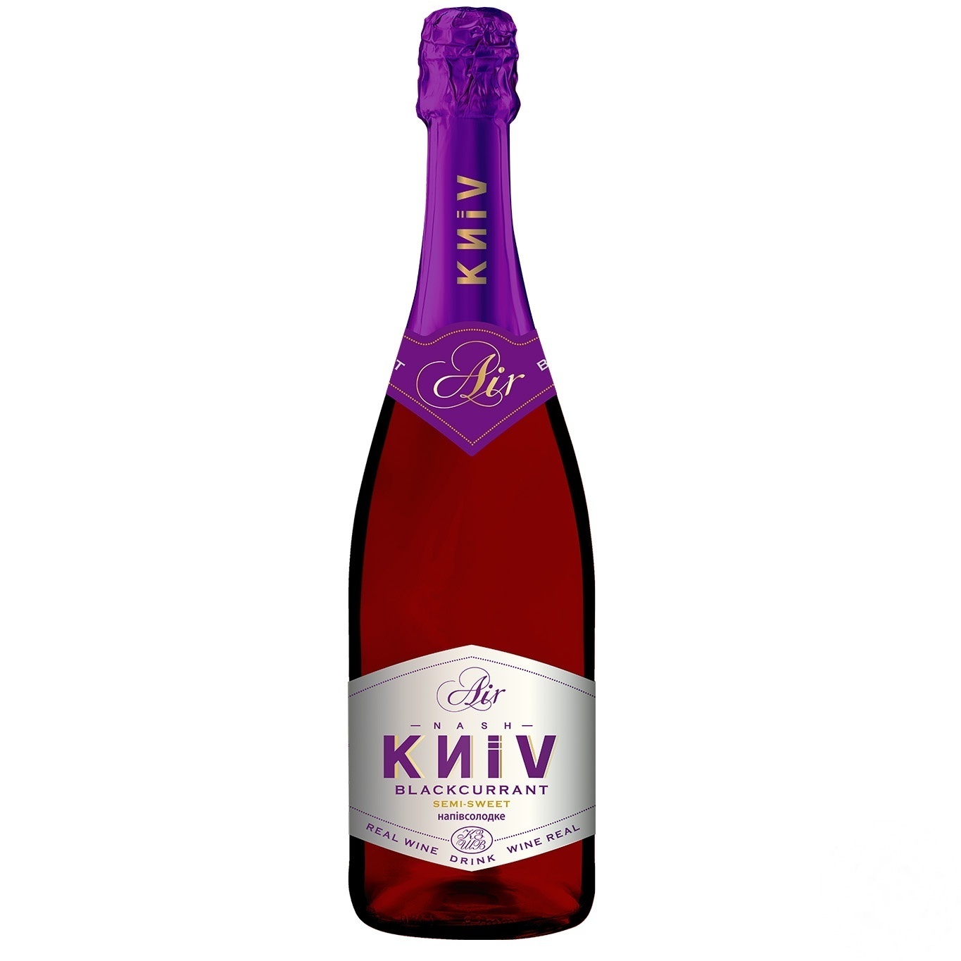 

Напиток винный игристый Наш Киев Air Blackcurrant красный полусладкий 5-6.9% 0,75л