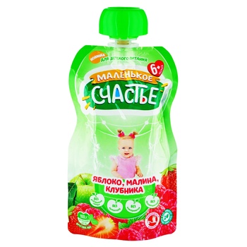 Little happiness Apple-raspberry-strawberry Puree for Children from 6 Months 90g - buy, prices for Auchan - photo 1