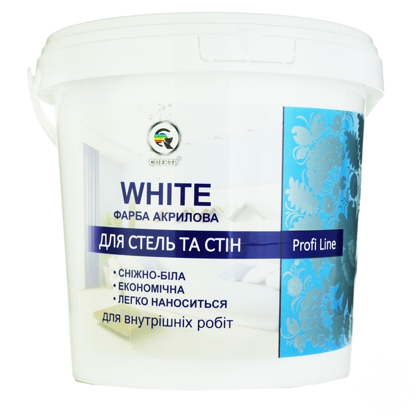

Краска Спектр Profi Line акриловая белая 1.2кг C-21