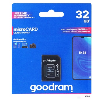 Карта памяти Goodram 32GB microSDHC Class 10 - купить, цены на Auchan - фото 1