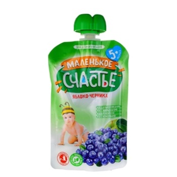 Malenke shchastya Puree Apple-Bilberry for children from 5 months 90g - buy, prices for Auchan - photo 1