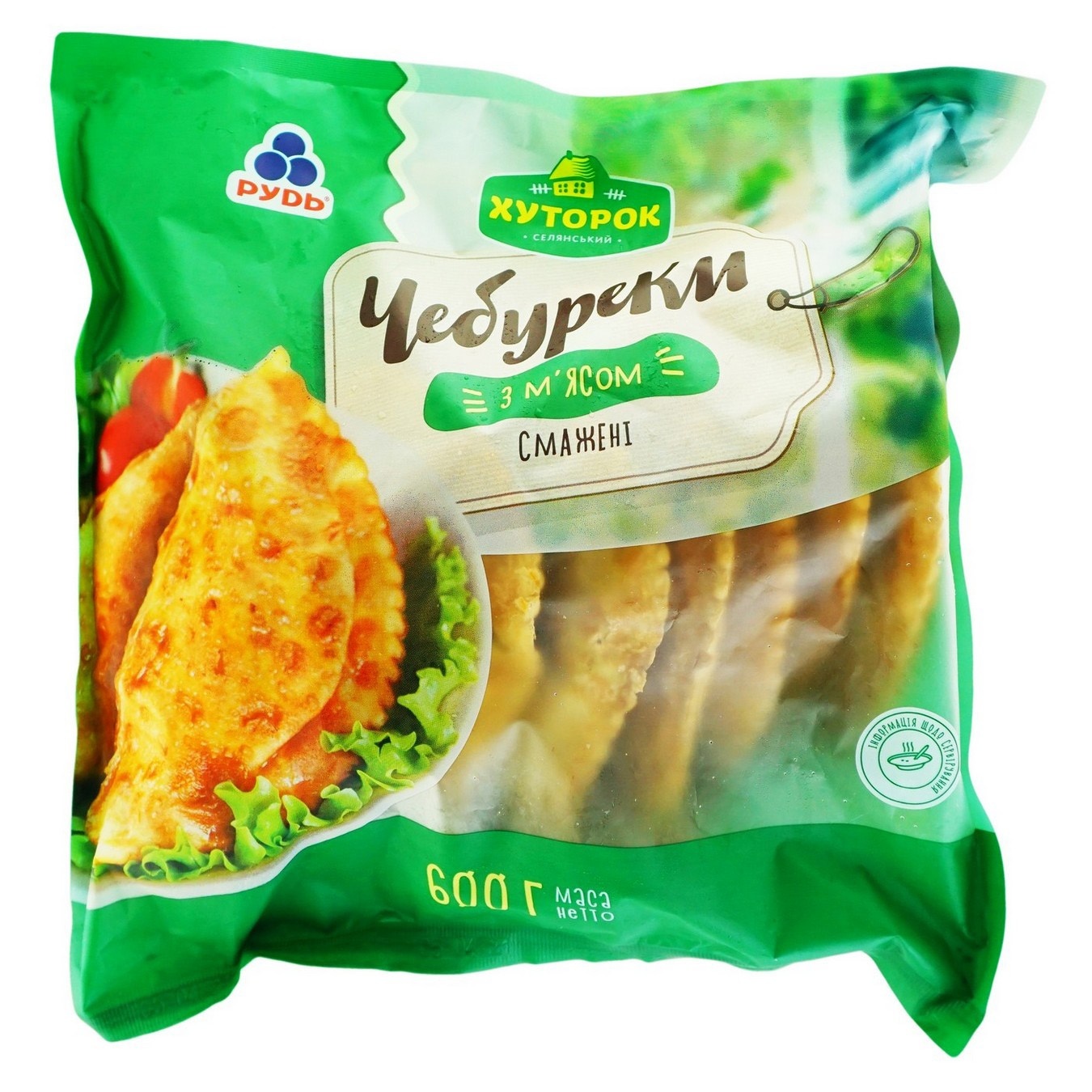 

Чебуреки Хуторок жареные с мясом замороженные 600г