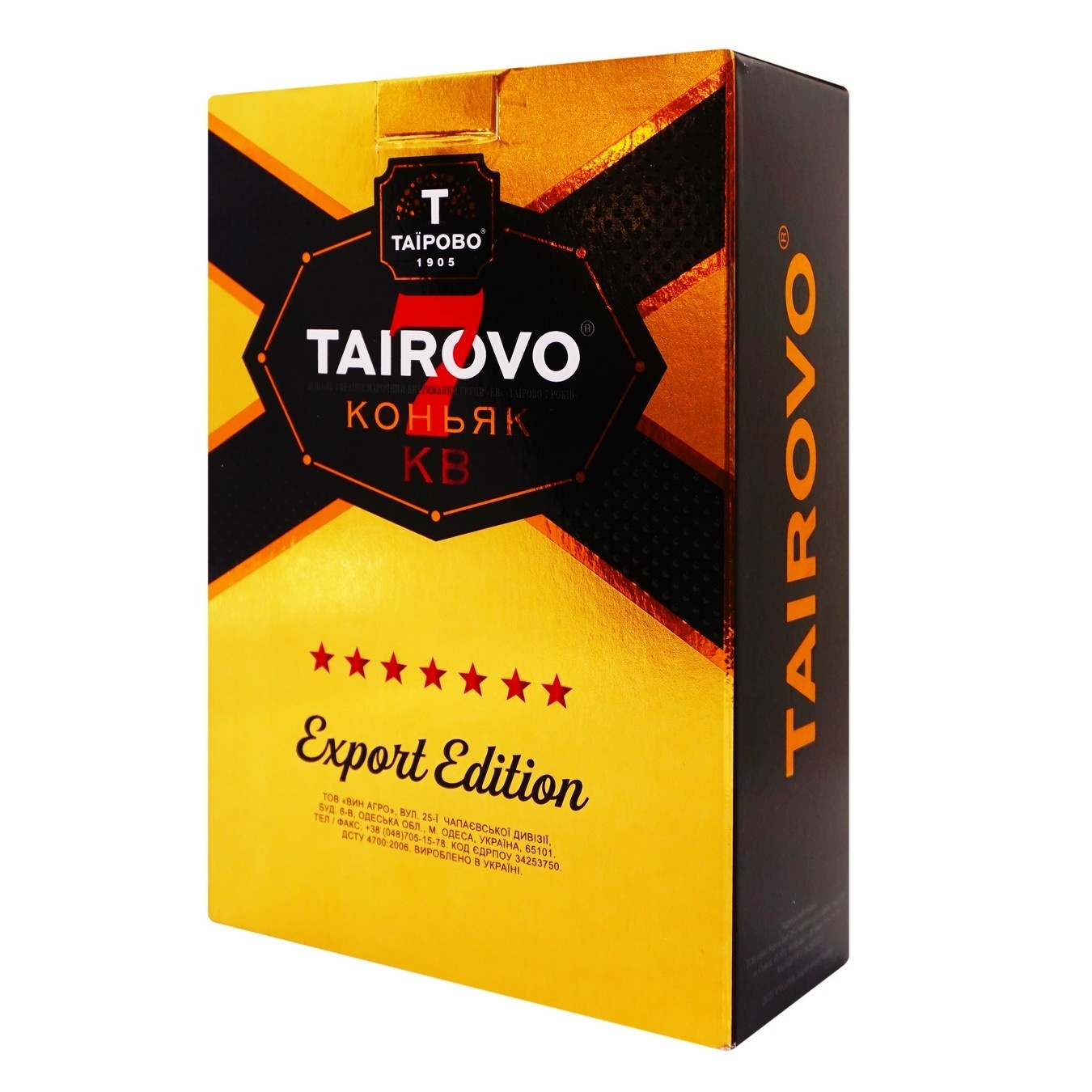 

Коньяк Tairovo 7 лет 40% 0,5л
