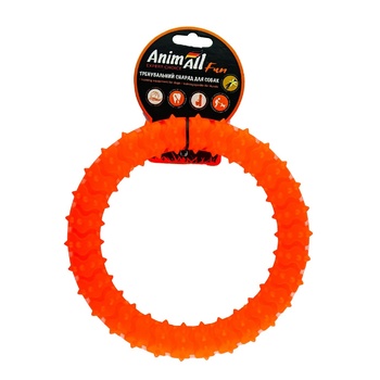 AnimAll Fun Toy Training Projectile Ring with Spikes Orange 20cm