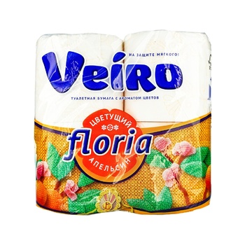 Veiro Floria Blossoming orange 2-ply Toilet paper 4pcs - buy, prices for Auchan - photo 1