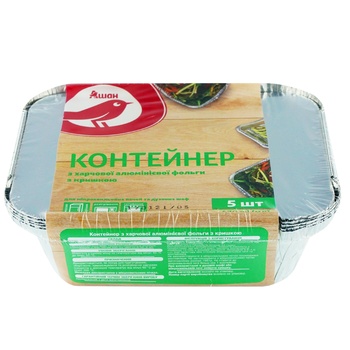 Контейнер Ашан з фольги з кришкою 0,43л 5шт - купити, ціни на Auchan - фото 1