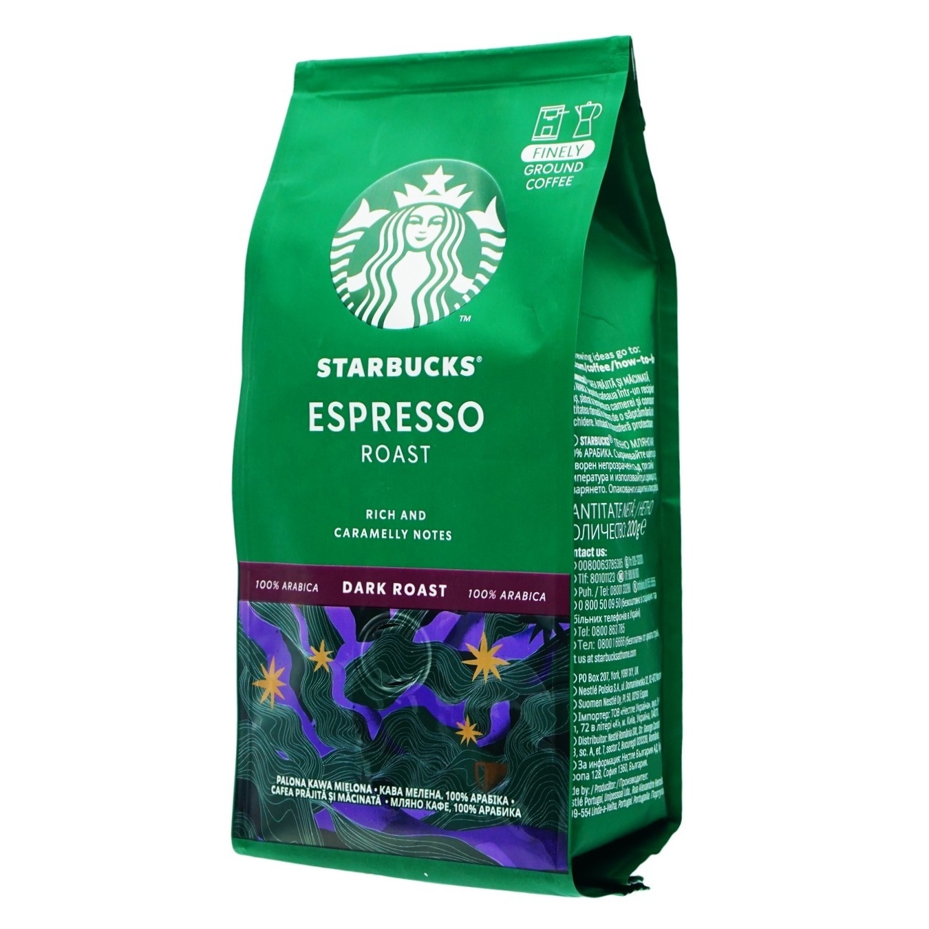 

Кофе STARBUCKS® Espresso roast натуральный обжареный молотый 200г