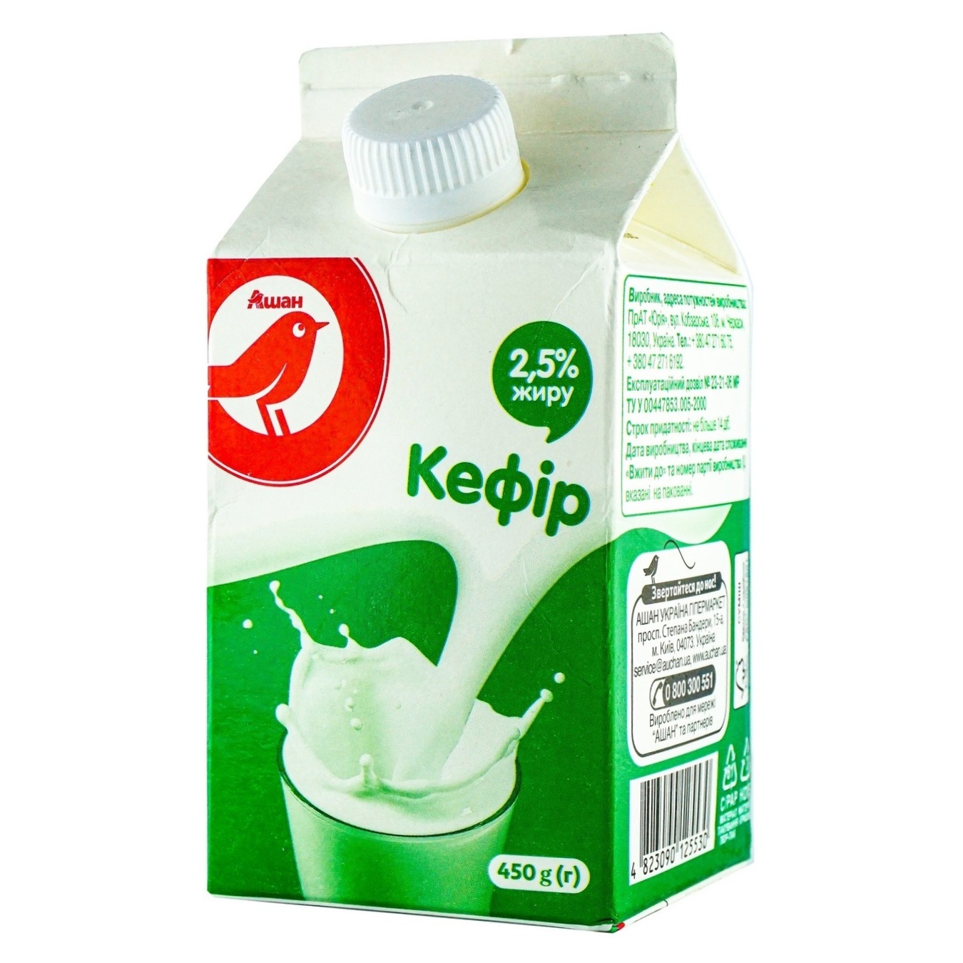 

Кефир Ашан 2,5% 450г