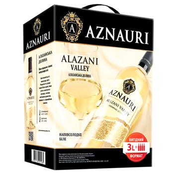Вино Aznauri Алазанская Долина белое полусладкое 9-13% 3л - купить, цены на МегаМаркет - фото 2