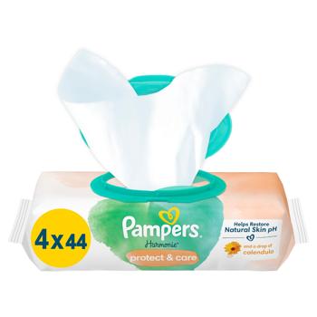 Салфетки влажные Pampers Harmonie Protect&Care 4x44шт - купить, цены на - фото 3