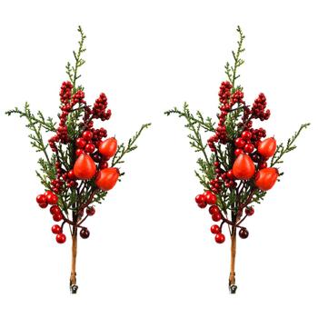 Everlands Red Berries Decorative Clip 5x7x25cm 2 pcs