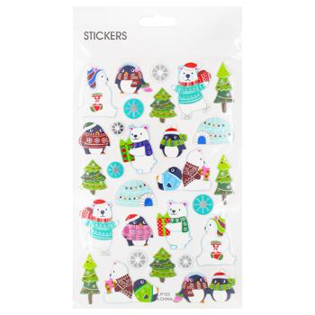 Наліпки новорічні 4 дизайна 14*25 см арт. P123 5985 И882 - купить, цены на КОСМОС - фото 2
