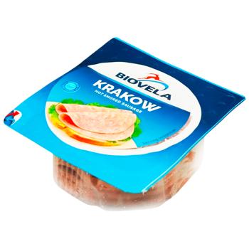 Ковбаса Biovela Krakow напівкопчена нарізка 180г - купити, ціни на Cупермаркет "Харків" - фото 1