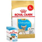 Набор корма Royal Canin Puppy для щенков породы чихуахуа сухой 1,5кг + влажный 4шт х 85г