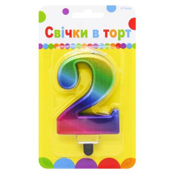 Party Favors Digit 2 Colored Cake Candle 9cm - buy, prices for NOVUS - photo 1