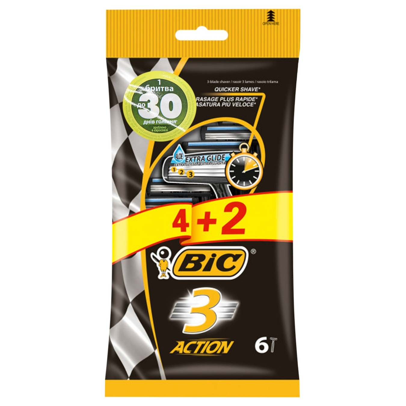 

Набор бритв Bic Action 3 без сменных картриджей 4+2шт