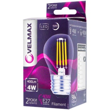 Лампочка Velmax LED Filament 4W E27 4100K - купить, цены на Auchan - фото 1